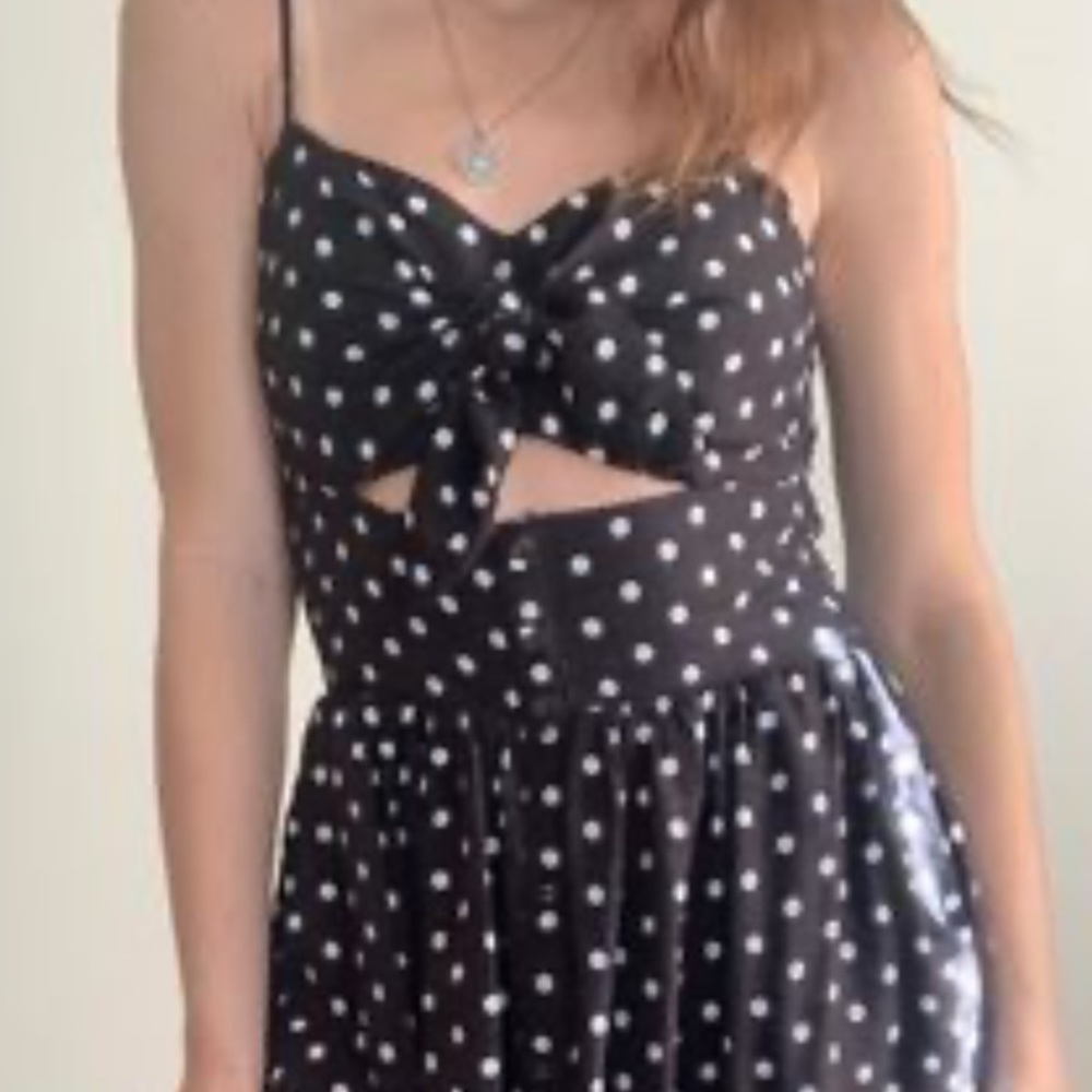 Xhilaration Black & White Pin up Girl Retro Polka Dot Midi Sun Dress Small. - Picture 4 of 13